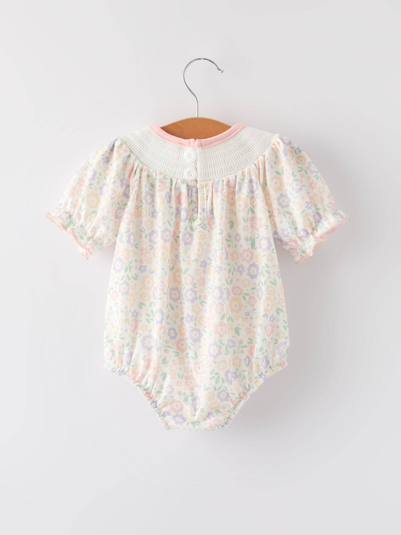 Cross Embroidered Smocked Romper