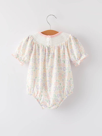 Cross Embroidered Smocked Romper