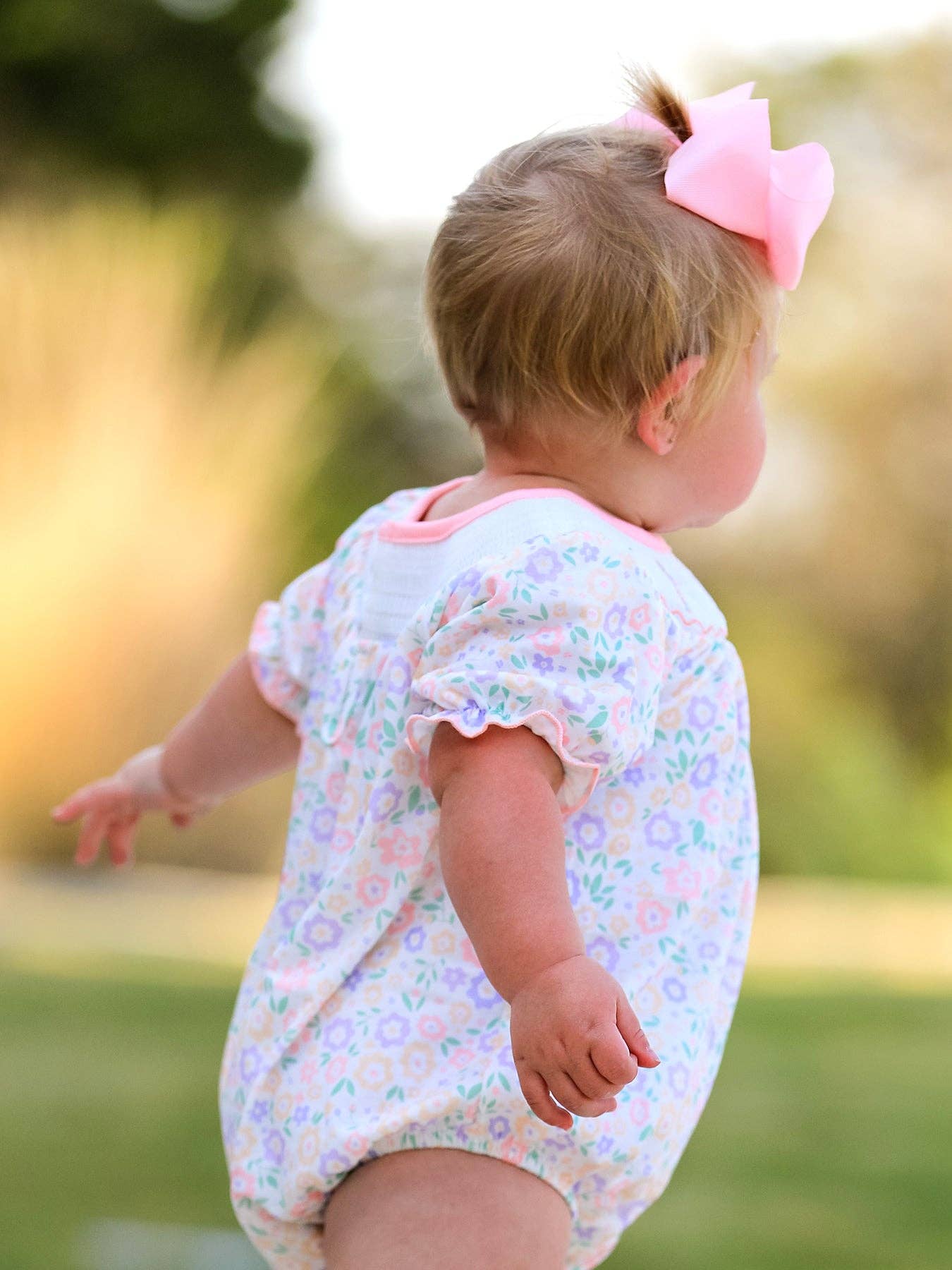 Cross Embroidered Smocked Romper