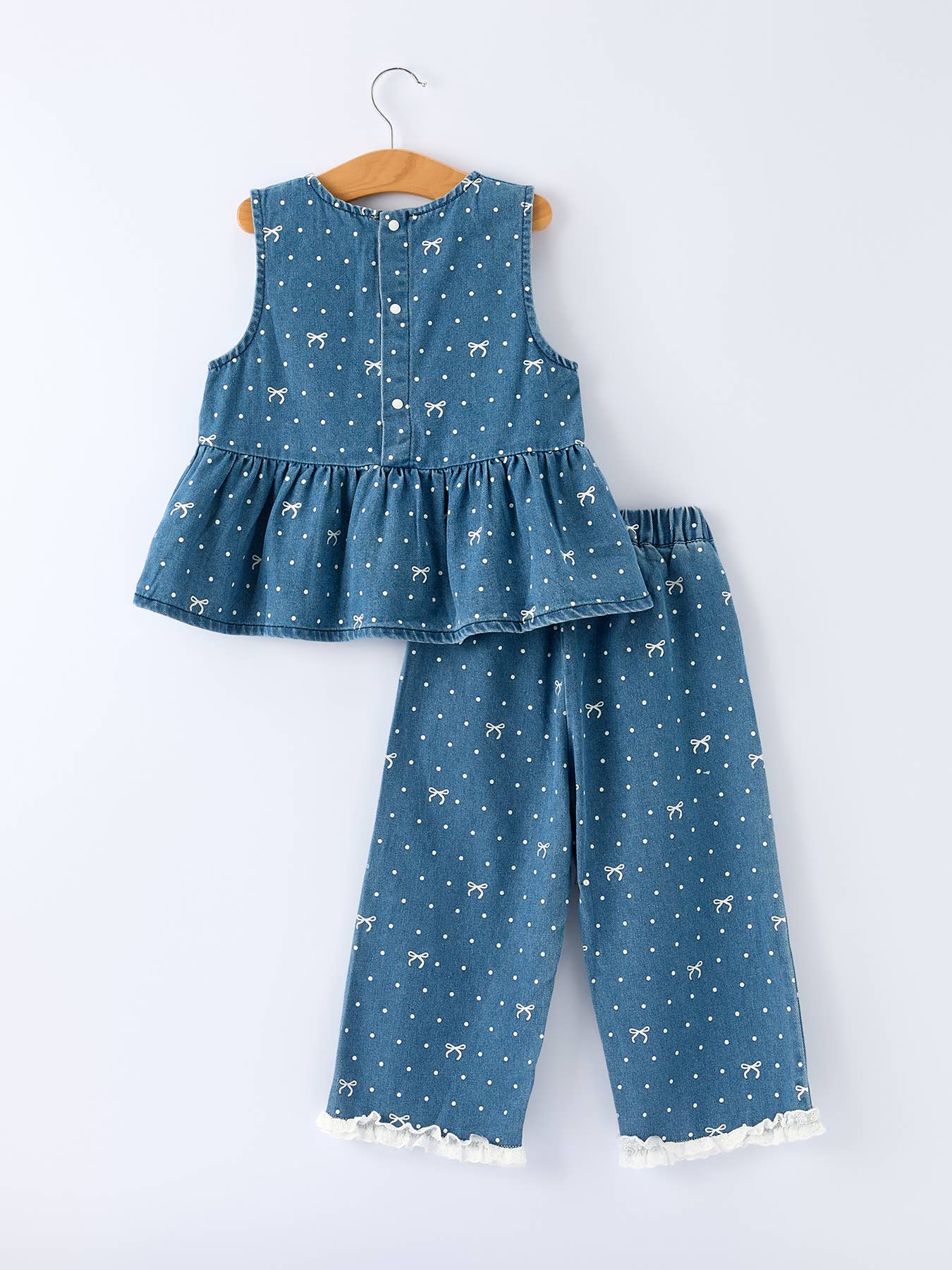 Denim Ruffle Top and Pants Set