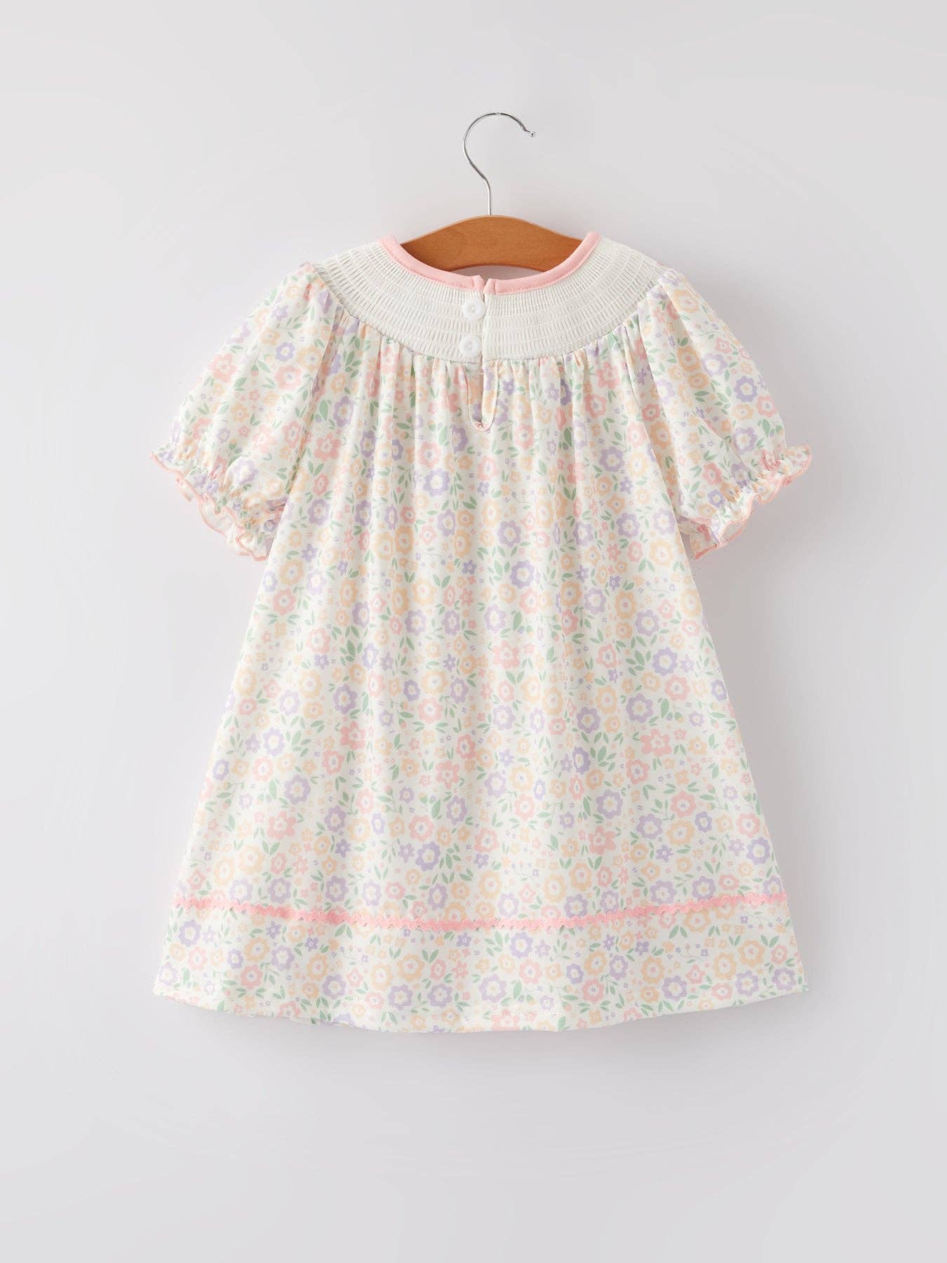 Cross Embroidered Smocked Dress