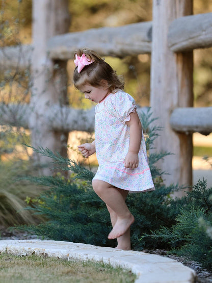 Cross Embroidered Smocked Dress