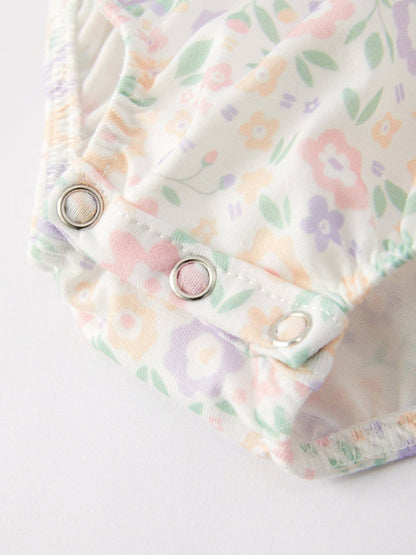 Cross Embroidered Smocked Romper