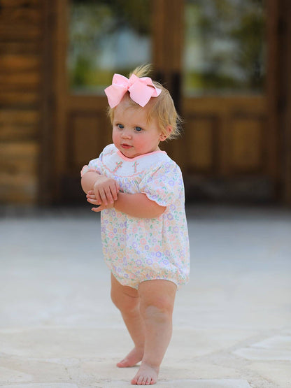 Cross Embroidered Smocked Romper