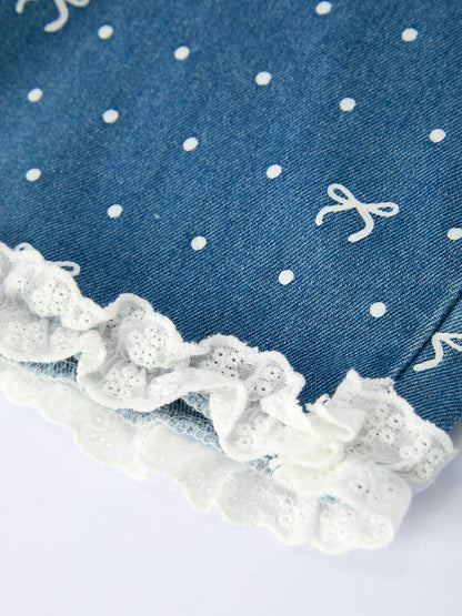 Denim Ruffle Top and Pants Set